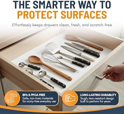 Shelf Liner Cabinet Liner for Shelves Non-Adhesive Kitchen Drawer Liner by Linda’s Essentials (12 x 120 Inches) - Non-Slip Easy Clean Shelf Liners for Cabinets and Cupboard Protector, Waterproof Mat - Image 4