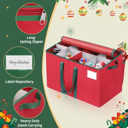 EverMerry Nutcracker Storage Containers and Figurine Collectibles Storage Box， Large Ornament Storage Organizer Stores Up to 8 Holiday Christmas Nutcrackers Figurines-Carolers Ornaments Red/15 Inches - Image 3