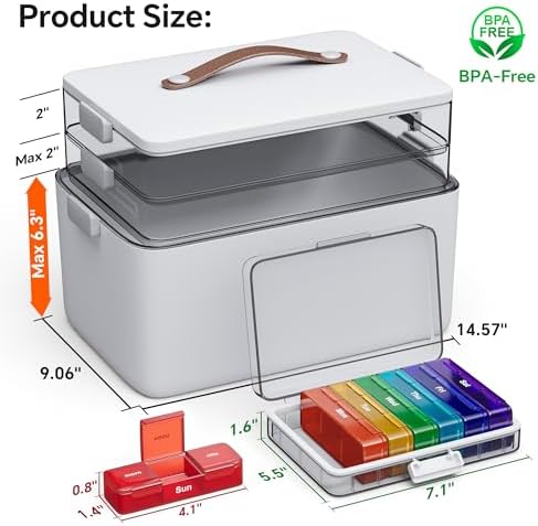 CTIME 3-Tier Medicine Organizer with Leather Portable Pill Case - Image 5