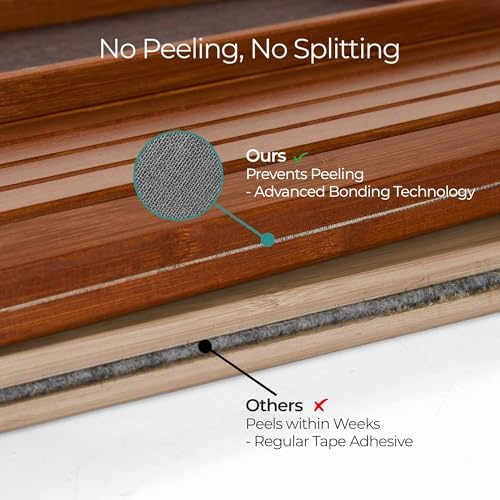 Detor Couch Cup Holder Tray with Super Anti-Slip Pad, Large 4.5" x 4.5" Organizer, Acacia-Stained Bamboo Finish, Enhanced Non-Slip Felt Base, Durable Bamboo Slats, Fits Armrests 5.5" and Wider - Image 6