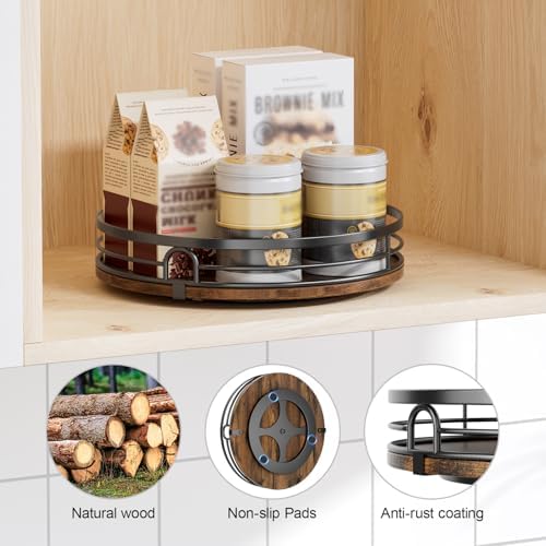 LAMU 2 Pack 9'' 10'' Lazy Susan Turntable Organizer for Cabinet, Round Wood Lazy Susan for Table Top, Countertop, Pantry, Spice, Bathroom Vanity, Coffee, Decor - Image 4