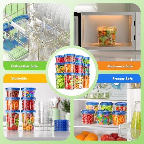 BiuLeon [12 Pack-34/24/17oz Freezer Storage Containers with 3 Different Sizes, Plastic Soup Containers with Lids, BPA-Free Food Storage Containers with Twist Top Lids, Reusable Meal Prep Containers - Image 4