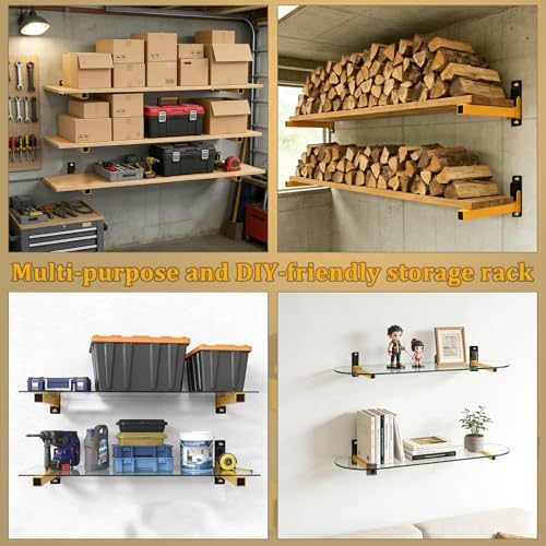 Lumber Storage Rack Heavy Duty Wall Mount Storage Shelves Sturdy Garage Shelving Freestanding Metal Firewood Rack DIY friendly Wall Storage for Indoor & Outdoor - Image 7