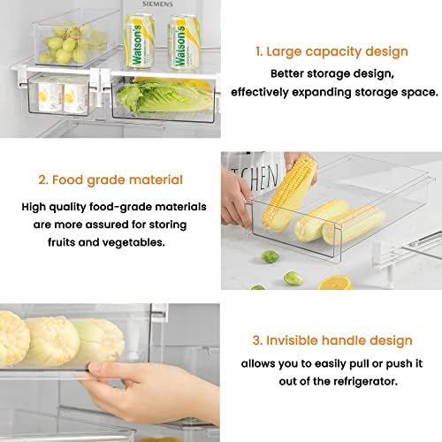 vacane Deeper Refrigerator Drawers, Adjustable Refrigerator Shelf 14-19.5 Inches Large Fridge Drawer Organizer Pull Out, Deli Meat Container for Produce, Cheese, Bacon-XL - Image 4