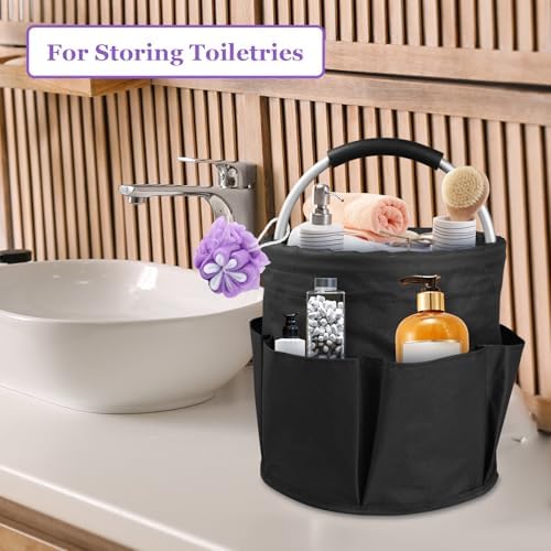 17L Cleaning Caddy with Handle and 6 Pockets, Foldable Cleaning Supply Caddy, Portable Shower Caddy in 600D Oxford Fabric, Multifunctional Storage Basket for Camping, Gardening, Black - Image 3