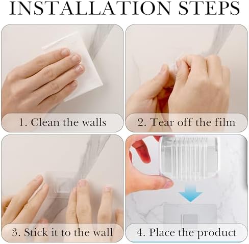 2 Pack Toothbrush Holder Wall Mounted with Cover for Bathroom, 2 Slots Toothbrush Storage Organizer for Shower, Self Adhesive Toothbrush Hanger (White) - Image 5