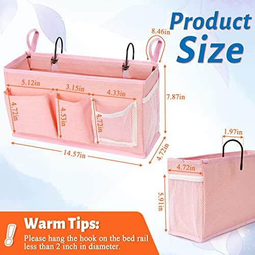 Bedside Caddy, Bedside Storage Bag Hanging Organizer for Bunk Dorm Bed Rail - Image 6