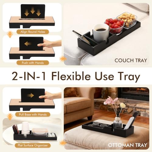 SINWANT Couch Table Insert for Sectional,15.35x5.12-in,Black Bamboo - Image 3