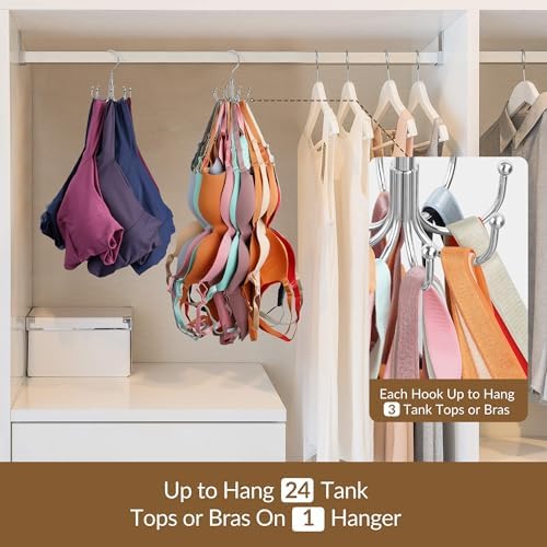 ZEDODIER Tank Top Hanger, Rotating Bra Organizer for Closet, Holds 24 Bras - Image 3