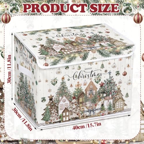 Briwooody Neutral Christmas Storage Bin with Lid and Carrying Handle Christmas Tree Foldable Storage Box Large Xmas Decorative Collapsible Container Basket for Organizing Closet Home Bedroom Gift - Image 2
