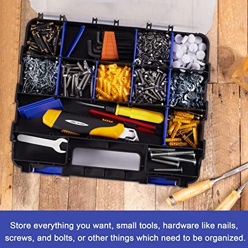 Small Parts Storage Case Tools Box Organizer Double Side 34 Compartments Hardware Organizers with Removable Plastic Dividers for Screws Nuts Nails Bolts - Image 4