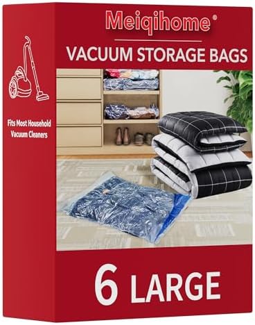 MEIQIHOME Vacuum Storage Bags, Space Saver Sealer Bags,Vacuum seal bags for clothing, Pillows, Comforters, Blankets, Bedding,Travel,6 LARGE by MEIQIHOME