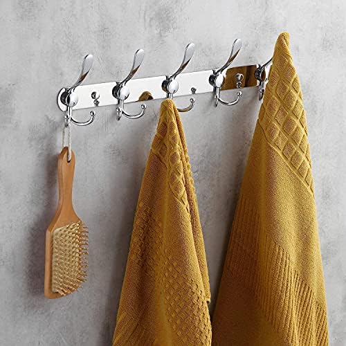 GlazieVault Coat Rack Wall Mount - Stainless Steel Coat Hooks (2 Pack) - Heavy Duty Wall Hooks for Clothes & Accessories (Silver Tri) - Image 3