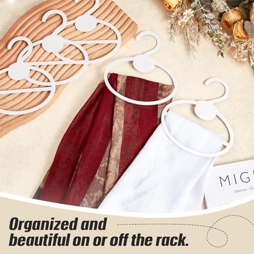 FoldTier 50 Pcs Scarf Hanger Plastic Holder Organizer Space Saving Scarf Organizer Clothes Hanger for Scarves Headscarves Clothing Sorting Storing (White) - Image 4