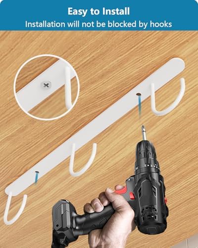 3 Pack Mug Hooks Under Cabinet with 9 Hooks for Displaying Mugs, White - Image 6