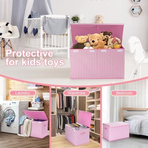 Mayniu Extra Large Toy Box Chest with Dividers, 120L Sturdy Toy Storage Organizer Bin Boxes Basket for Kids, Boys, Girls, Living Room, Nursery, Bedroom, Playroom (26"x17" x17", Pink) - Image 5