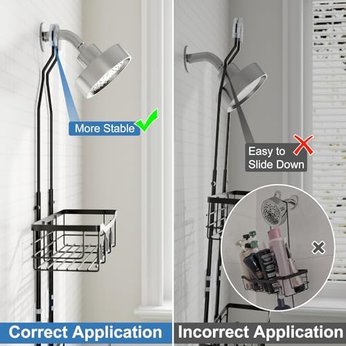 Upgraded Extended Length Shower Organizer with Hooks, Rustproof Shampoo Soap Holder, Large Hanging Bathroom Caddy - Image 6