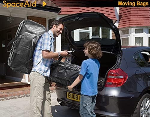 SpaceAid Heavy Duty Moving Bags, Extra Large Storage Totes W/Backpack Straps Strong Handles & Zippers, Alternative to Moving Boxes, Packing & Moving Supplies, Black (10 Pack) - Image 2