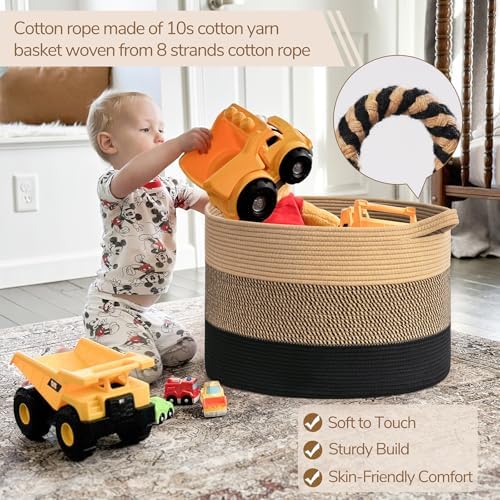 INDRESSME XXXLarge Woven Rope Blanket Basket Living Room, 90L - Image 4