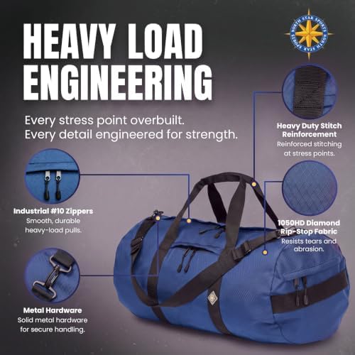 175L Travel Duffle Bag, Heavy Duty Ripstop Gym Weekender Bag, Pacific Blue - Image 6