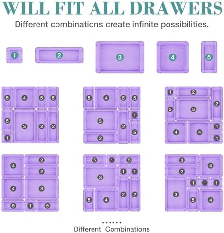 10 PCS Drawer Organizer Set, 5 Size Bathroom and kitchen organizer Trays - Image 4