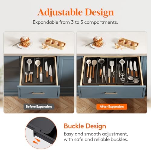 Lifewit Utensil Organizer for Kitchen Drawers, Expandable Utensil Tray - Image 5