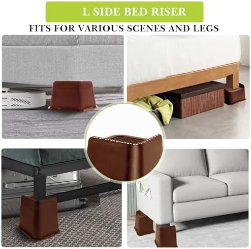 Bed Risers 1 inch, 2 inch, 3 inch, 4 inch, 6 inch, 8 inch Heavy Duty, Oversized Furniture Riser for Couch Sofa Table Chair Leg Frame Dorm, Support up to 6000 Lbs (Chocolat Brown 4 Pack, 4 inch) - Image 3