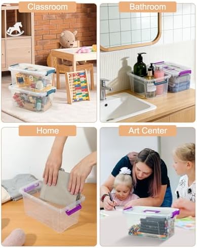 EOENVIVS Clear storage bins with lids 6 Pack, 7 Quart storage containers with lids, Stackable storage box Organizer for organizers and storage, Bedroom, Office, Classroom, Playroom & shoe boxes - Image 6
