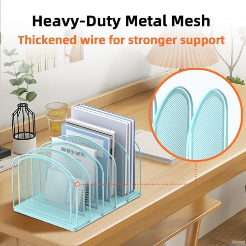 SUPEASY 5-Section Vertical File Organizer, Mesh Desk Organizer, Blue - Image 5