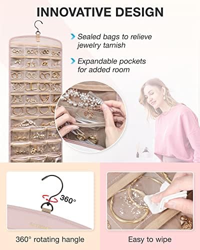 BAGSMART Hanging Jewelry Organizer, Necklace Holder Large Pink - Image 4