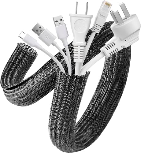 AGPTEK Cable Sleeve, 6.6ft - 1.2 inch Cable Management Cord Hider, Black by AGPTEK