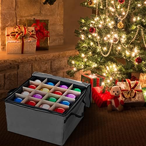 ProPik Holiday Ornament Storage Box Organizer Chest, With 3 Separate Removable Trays Holds Up to 48 Ornaments Balls, Three separated Trays With Dividers To Organize Bulbs (Gray) - Image 7