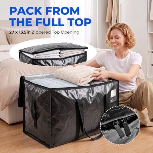 6 Pack Heavy Duty Moving Bags, Extra Large with Handles, Black - Image 3