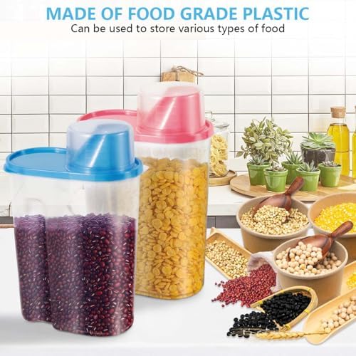 SenseYo Pet Food Storage Container 2lb 2.5L Translucent Cat Dog Food Storage Container Dispenser with Measuring Cup Pour Spout Sealed Cover for Pets (Pink 1pcs) - Image 6