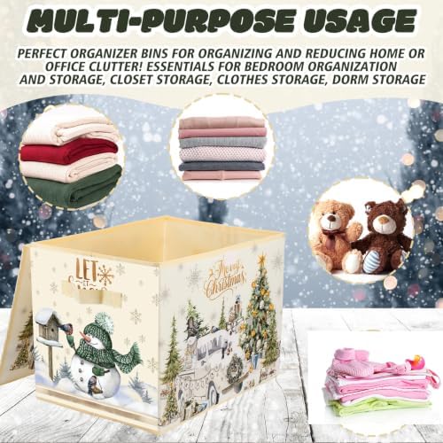 Briwooody Christmas Storage Bin with Lid and Carrying Handle Christmas Foldable Storage Box Large Xmas Decorative Collapsible Container Basket for Organizing Closet Home Bedroom Gift(Truck) - Image 4