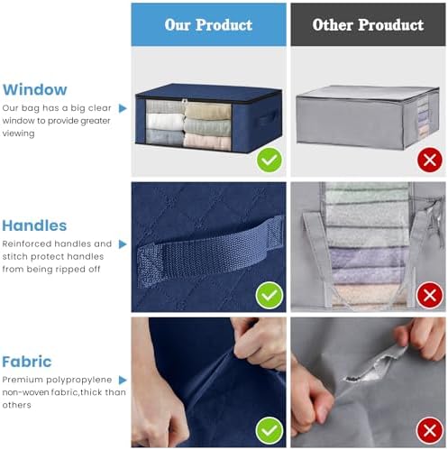 HomeHacks 10-Pack Clothes Organizer Storage Bags, 35L Storage Bins, Blue - Image 5