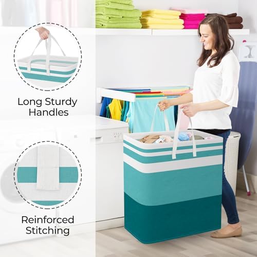 StorageRight Laundry Basket Hamper, 125L Collapsible Clothes Storage, Green - Image 4