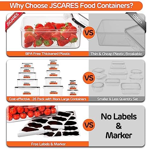 52 PCS Food Storage Container with Lid Airtight (26 Lids & 26 Containers) - Image 3