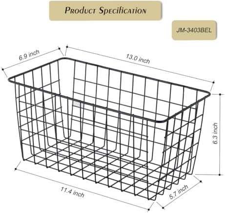 4 Pack【Extra Large】Hanging Kitchen Basket,Wire Storage Basket,with Traceless Tape and 3M High-Strength Plastic Hooks,no Drilling,for Cabinet Storage,Kitchen,Bathroom,Storage Room,large capacity - Image 2