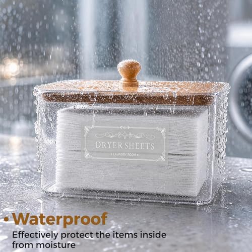 Dryer Sheet Holder with Bamboo Lid, Acrylic Dryer Sheet Container - Image 7