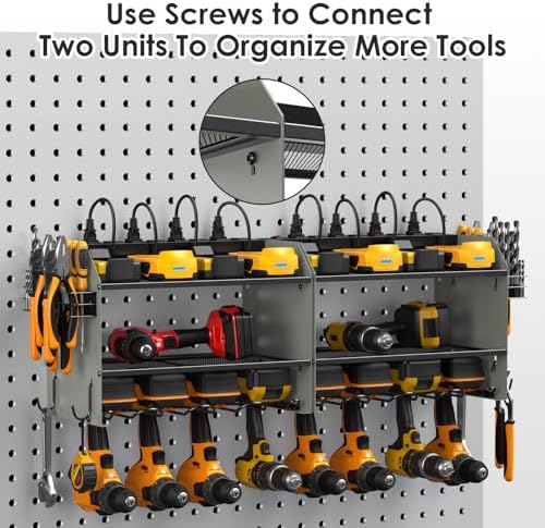 CCCEI Wall Mount Modular Tool Charging Organizer, Grey, 2 Pack, 3 Tier. - Image 4