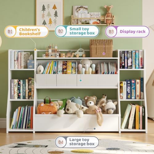 FOUCSSOMEI Kids Bookshelf and Toy Storage Organizer with Large Toy Box - Image 3