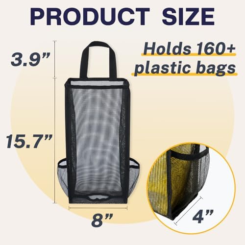 Plastic Bag Holder, Large Mesh Grocery Bag Holder for Plastic Bags (Black) - Image 2
