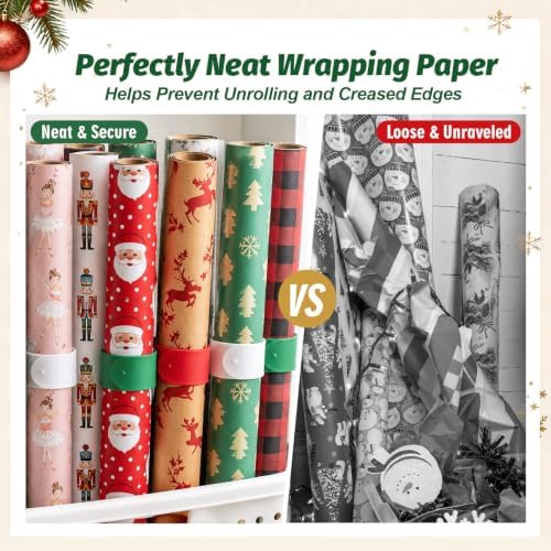 Yinsun 12Pcs Wrapping Paper Roll Holder, Holiday Flip Wraps Storage - Image 3