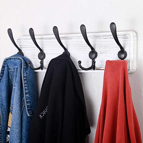 SKOLOO Rustic Wall Mounted Coat Rack: 16" Stud Spacing, Pine Real Wood Plank Wall Coat Rack with 5 Triple Hooks, Farmhouse Coat Hanger Wall Mount for Hanging Backpack Jacket Coat Hat - Image 2