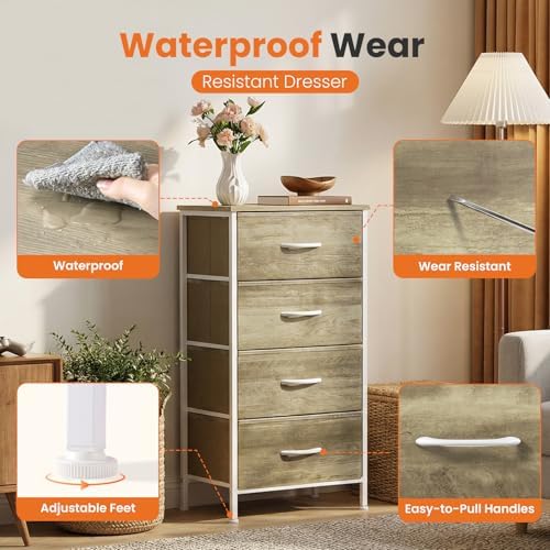 Sweetcrispy Dresser for Bedroom, 4 Drawer Storage Cabinet, Tall Nightstand - Image 4