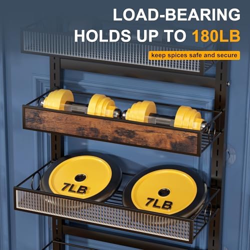 8 Tier Pantry Door Organizer Spice Rack, 2-IN-1 Wall Mount or Hanging Over Door Seasoning Organizer with Adjustable Baskets, Heavy Duty Behind Door Storage Shelves for Pantry, Cabinet and Kitchen - Image 4