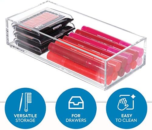 iDesign Clarity Plastic Drawer Organizer for Vanity, Countertop, Bathroom, Kitchen and Cabinet Storage, 8" x 4" x 2", Clear - Image 2