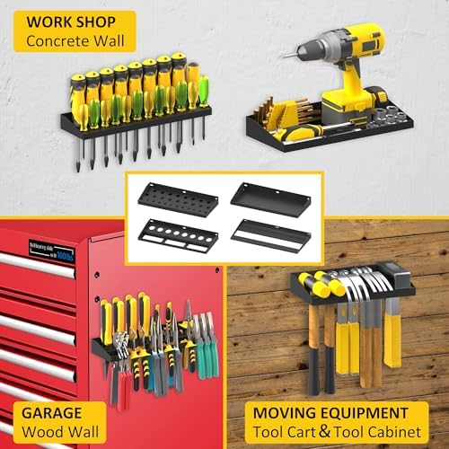 UNITEDPOWER Wall Mount Hand Tool Storage Set, Screwdriver Organizer, Pliers Holder, Hammer Rack, Metal Hardware Tray for Garage Workshop Workbench - 4 Pack - Image 7