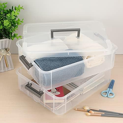 BTSKY 2 Layer Stack & Carry Box, Plastic Storage Container Box with Lid - Image 2